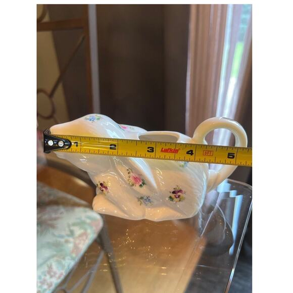 Grace Tea Ware Bunny Rabbit Creamer Flowers with Gold Accents 5” Wide X 3” Tall - Picture 6 of 7